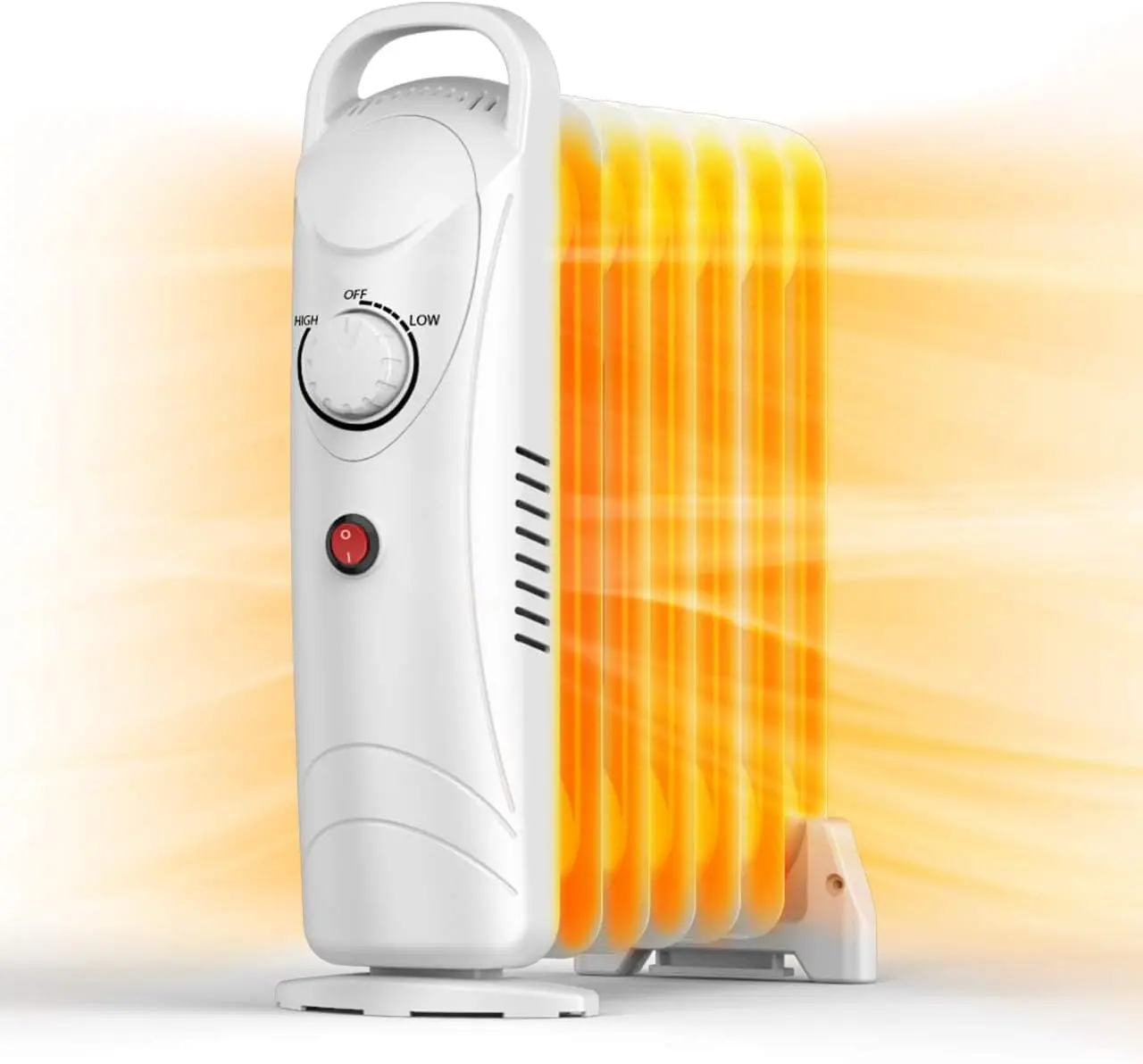 Airchoice 700W Oil Filled Heater with Multiple Settings for Heat and Vibration, Portable Radiant Space Heater for Small Rooms, White