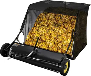 44'' Tow Behind Lawn Sweeper Pull Behind Heavy Duty Grass Leaf Collector w/ 25 Cu.Ft Large Hopper for Yard, Farm, Garden
