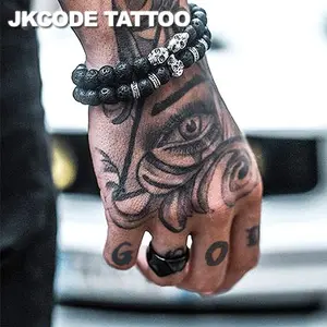 Herbal Tattoo Temporary Eye Letter Hand Drawn Graffiti Style Waterproof Long-Lasting 15 Days, Unisex Hand Neck Tattoos