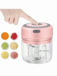 Electric Mini Garlic Chopper, 250ML USB Food Chopper Mincer, Vegetable Onion Portable Small Processor For Garlic, Ginger, Chili, Vegetables Pink-250ML