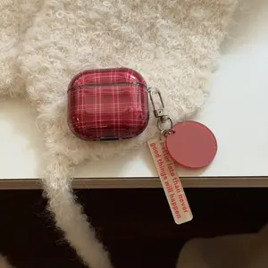 Niche red plaid semi-transparent AirPods 4 generation earphone cover, the new model is suitable for Apple 2 generation AirPods 3 generation protective cover Protection