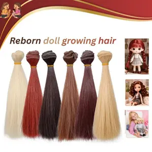 6PCS Doll Hair Wefts Extensions, Reborn Doll Growing Hair, Heat Resistant Straight Doll Wig Hair for DIY Crafts, Perfect Gift for Kids & Doll Lovers