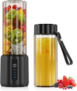 Portable Blender - 17 Oz 500ml Personal Blender with 6 Stainless Steel Blades, USB-C Rechargeable Mini Mixer with Extra Lid for Travel Office Gym, 1 Year Warranty