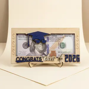 Graduation 2026 Money Holder Gift – Wooden Cash Envelope Box for Class of 2026, Perfect Gift for High School & College Graduates