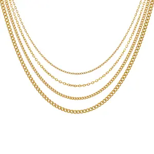 [Tarnish-Free] Waterproof Stainless Steel Cable Chain Necklace for Women & Men| 18K Gold Plated Minimalist Dainty Thin Chain| Essential Layering Necklace| 16-24 Inch Multiple Lengths