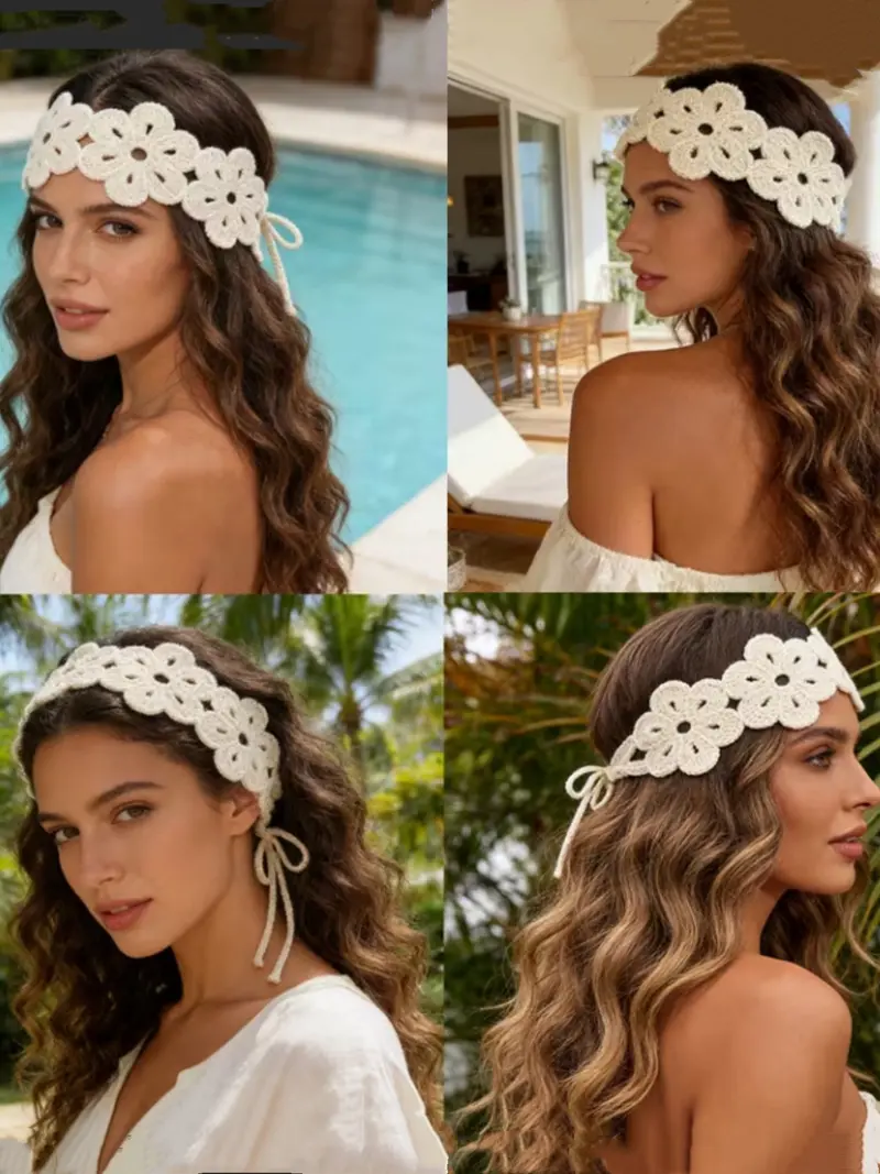 crochet headband flowers - TikTok Shop display picture 1