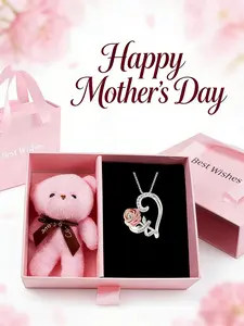 The gift box contains a soap flower and a heart-shaped rose pendant necklace. This creative square gift box comes with a handle and is perfect as a birthday, wedding, engagement, and Valentine's Day gift for women and girls. Jewelry Gifts