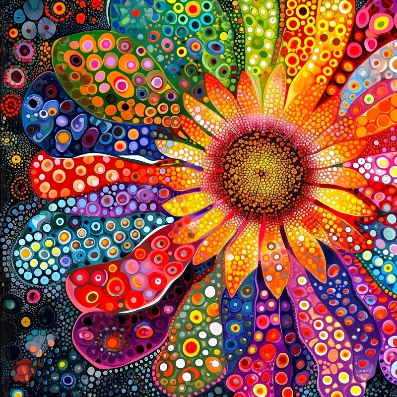 DIY Vibrant Sunflower Diamond Painting Kit - Round Acrylic Diamonds, Colorful Mosaic Craft for Beginners, Frameless Wall Art Decor, Ideal Gift, Creative Gift Idea|Cartoon Style Flower|Handmade Decor