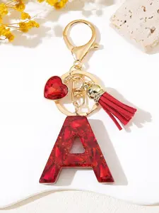 1pc Acrylic Alphabet Initial Letter Key ring chain Accessories with Heart Charm Casual Style Resin Key Ring for Men and Women Bag Backpack Car Hanging Pendant Gift for Girls Cute Key chain Keychain For Bags