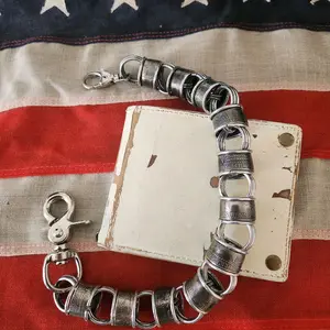 18in. Custom United States Half Dollar Coin and High Polished Steel Ring Wallet Chain