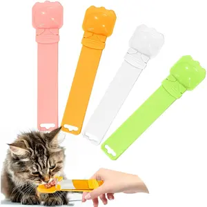4pcs Cat Strip Feeder Sliding Pet Cat Treat Spoon Squeeze Lickable Treat Feeding Dispenser for Cats Liquid Snack and Wet Food