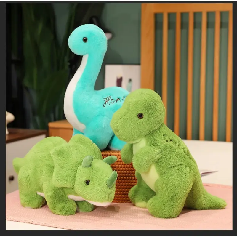 Cuddly Soft Stuffed Dinosaur Toys - T-Rex, Triceratops, Stegosaurus Plush Dolls with Roar Feature, Cute-Shaped Stuffed Animals for Boys' Birthday & Holiday Gifts, Cuddly Stuffed Animal