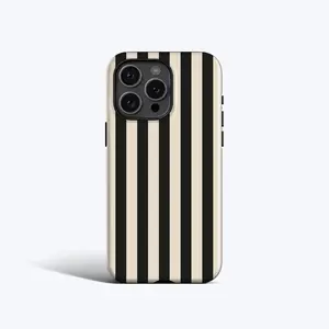 CLASSIC BLACK STRIPES Phone Case, Minimalist Monochrome Pattern, Shockproot Phone Protective Cover,  Modern Floral Phone Cover Compatible with iPhone 12, 13, 14, 15, 16 17 Pro Max phone case & Samsung Galaxy S23, S24 & S25 Ultra