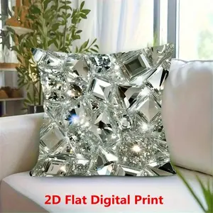 1pc/2pcs Luxury Diamond Pattern Pillow Cover, 45x45cm, Soft Polyester With Zipper Closure, Suitable For Living Room, Bedroom, Office And Car Decor - Modern Home And Auto Decor, Living Room Decor Shiny Pattern Polyester Fabric Decorative Pillow Cover