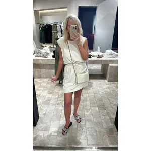 NEW!! Levi Navy Silk Mini Dress in Cream