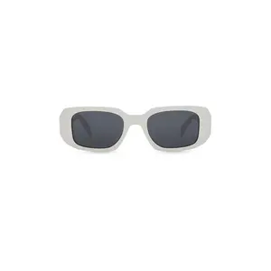 Prada Scultoreo Narrow Sunglasses in White & Dark Grey