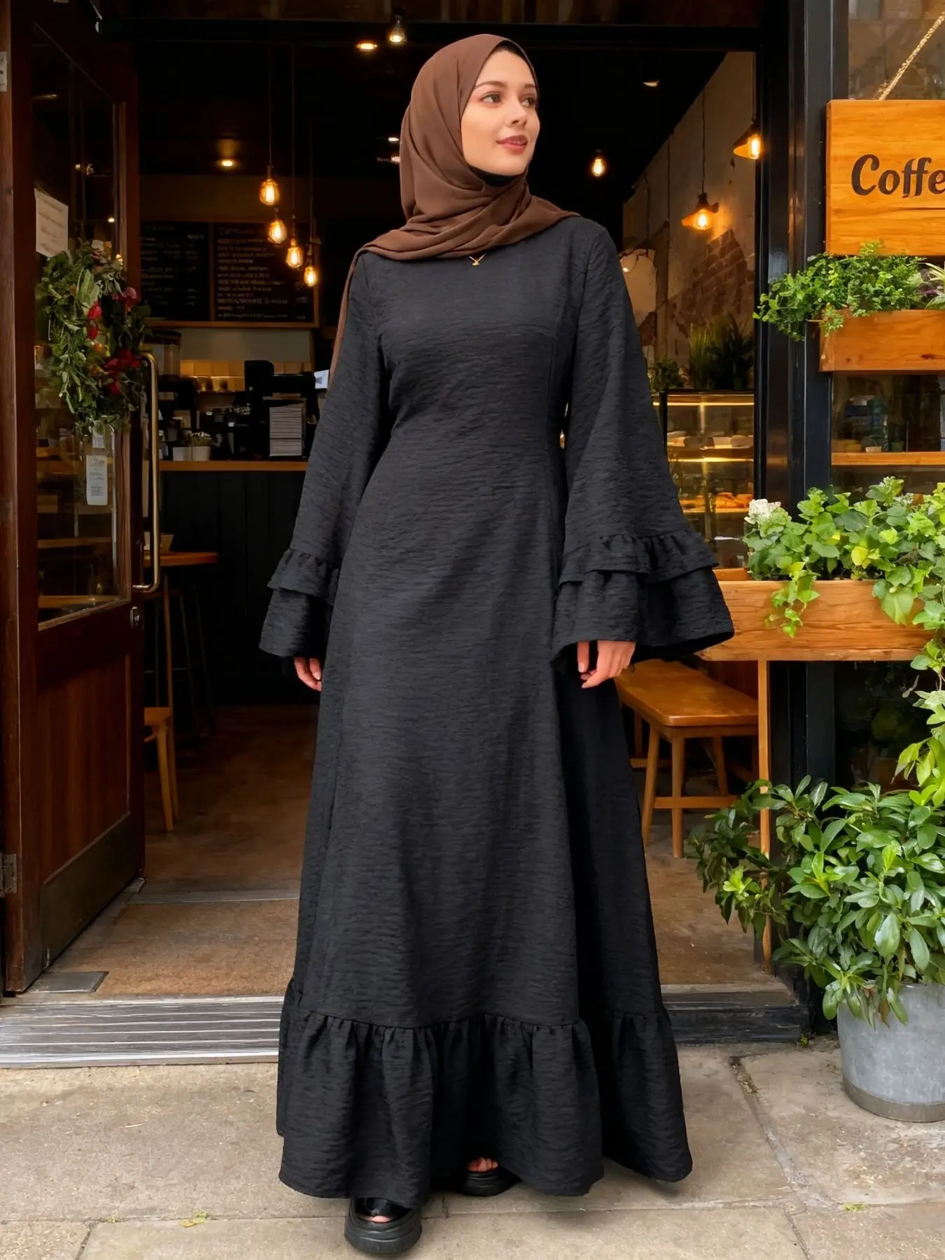 Modest Muslim Long Robe with Bubble Sleeves, & Light Colors, Available in 5 Sizes, Fashionable & Faithful Design, Modest Islamic Clothing