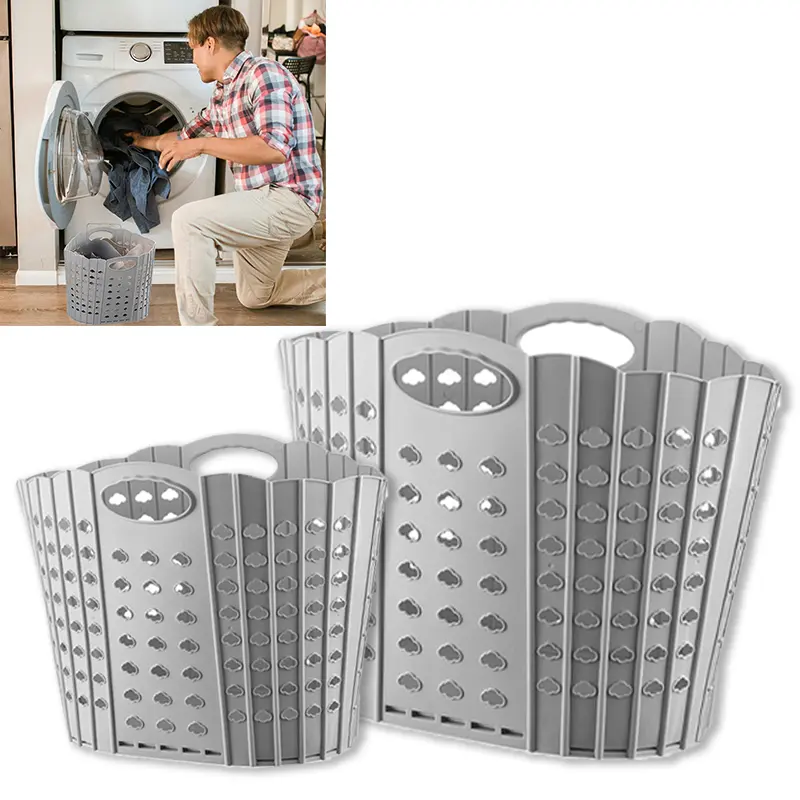 Waterproof Divided Laundry Hamper Organizer - Beige/Gray Home Storage Basket for Bedroom, Laundry Room, College Dorm Use