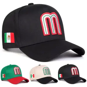 [New] Black Mexican Baseball Cap with Flag Embroidered, Adjustable Snapback For Men And Women, Unisex Streetwear Hat for Daily Wear