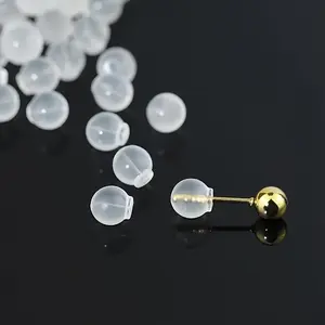 100pcs/200pcs Comfortable Silicone Earring Backs, Transparent Round Light Bulb Shaped Ear Plugs - Non-Slip and Safe Earring Replacement Parts, Hypoallergenic Soft Transparent Earrings DIY Backing Replacement