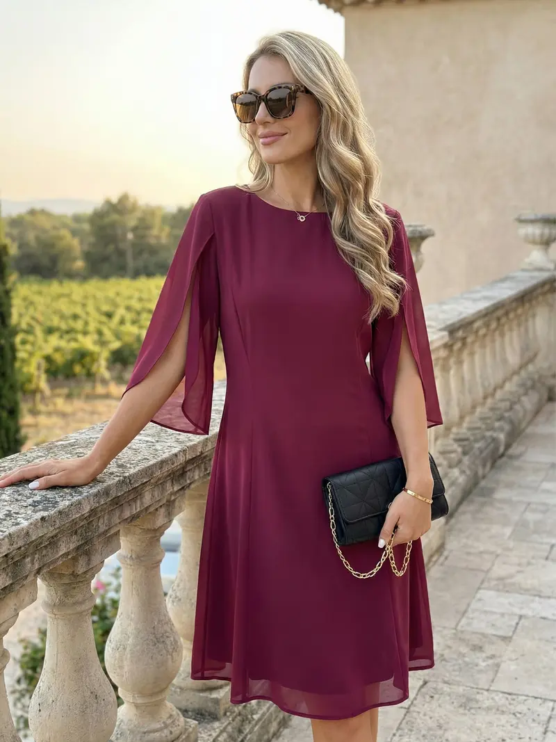 Flowy knee length classy dress - TikTok Shop