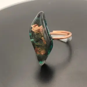 EMF Protection Ring Handmade Copper & Crystal Energy Adjustable Piezoelectric Energy Jewelry for Adults