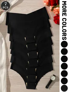 7-piece set of black women's panties, suitable for Valentine's Day, Halloween, and Christmas, can be worn all year round as everyday women's underwear and panties, Intimates panties, V-shaped low waist women's briefs