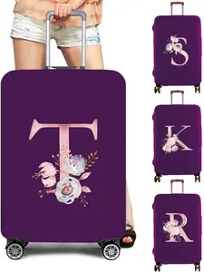 Floral & Letter Pattern Luggage Cover, Stretch Suitcase Protector, Bag Dust Case Cover, Travel Accessories Bag Covers for 26-28 Inch Suitcase, Creative