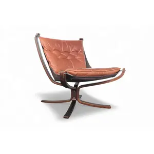 LOWBACK FALCON CHAIR IN COGNAC LEATHER BY SIGURD RESSELL