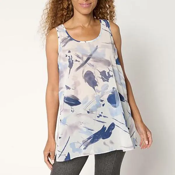 MarlaWynne WynneLayers Chiffon Tank with Side Slits