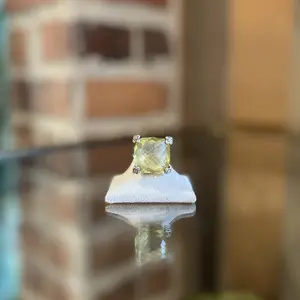 Pre-owned DAVID YURMAN Chatelaine Lemon Quartz Cushion On Point Ring