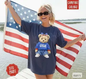 USA Bear Shirt , Trendy Women's Tshirt, Gift For Him, Gift For Her. T2Q