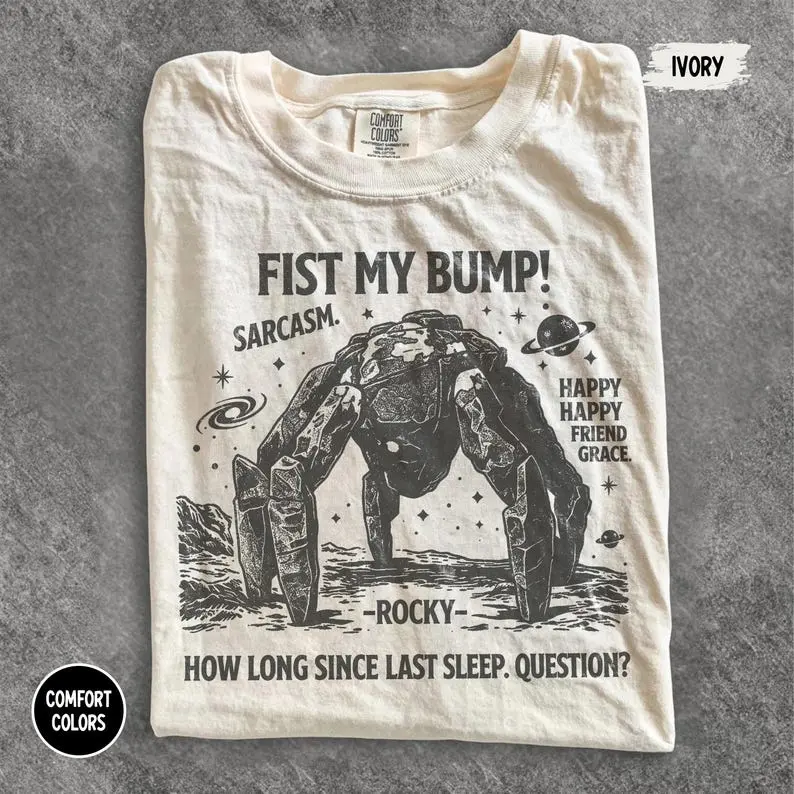 Comfort Colors Project Hail Mary Rocky Alien Graphic Tee, Fist My Bump Funny Sci-Fi Space Shirt with Quote Tee, Sci-Fi Fan Gift