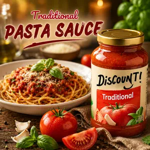 Traditional Tomato Pasta Sauce, Classic Italian Style Cooking Sauce, Ready To Use For Pasta, Pizza And Family Meals, 24oz Jar