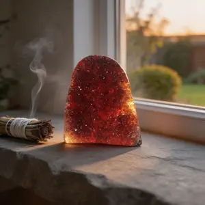 Natural Red Agate Geode Druzy Crystals - Healing Crystal Stone for Home, Office Decorative Collectibles