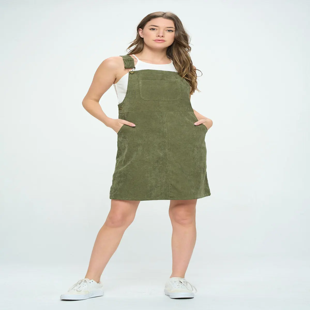 Corduroy Green Jumper Dress