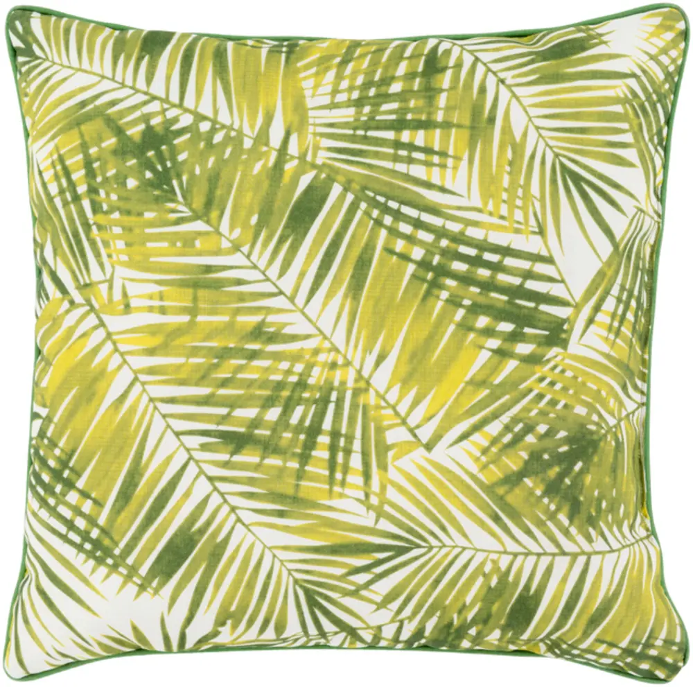 Livabliss UL009-2020 Ulani Throw Pillow - 100% Polyester, Charming Botanical Print, Lime-Grass Green-Dark Green, 20x20x4 in