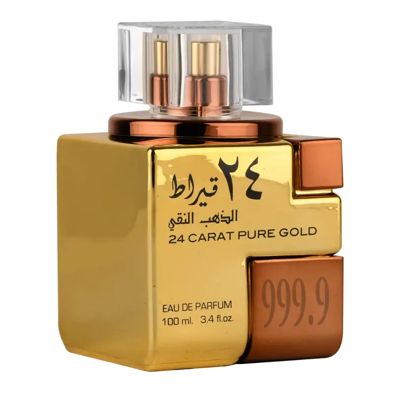 Lattafa 24 Carat Pure Gold for Unisex Eau de Parfum Spray, 3.4 Ounce