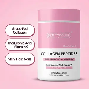 Beauty Patrol Collagen Peptides Powder - Hydrolyzed Grass-Fed Collagen w/ Hyaluronic Acid & Vitamin C - Hair Skin Nails Support - Unflavored - 30 Servings