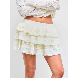 Cider [size 2-10] Low Rise Solid Ruffle Layered Mini Skirt