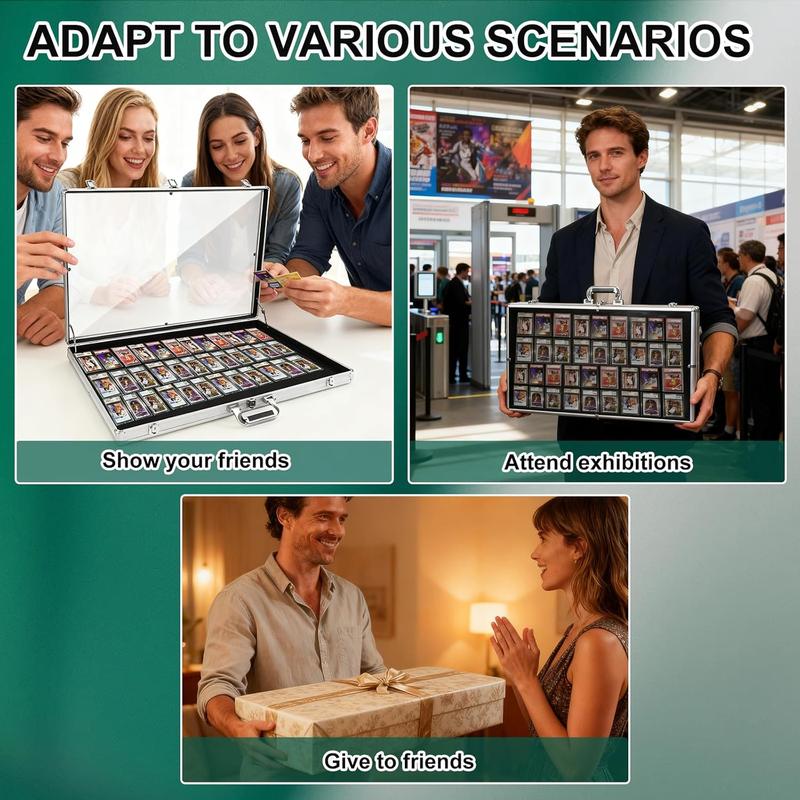 34"x22" Aluminum Acrylic Glass Show Display Case, Lockable Trading Card Show Case, Portable Trade Display Case with Handle, for Collectibles, Accessories, Sport Cards