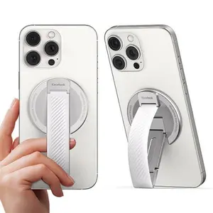 MagSafe Phone Grip with Silicone Finger Strap Removable Magnetic Smartphone Ring Holder with Adjustable Kickstand for iPhone 16/15/14/13/12 Series Secure Hold & Smooth Adjustments Mount Cellphone White