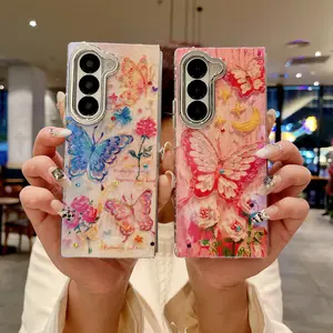 Oil painting large butterfly flower pattern phone case for Fold 7/6/5/4/3 folding phone case-kkzd09