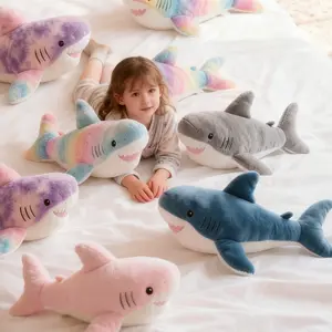 Cute Shark Plush Pillow, Soft Stuffed Animal Shark Plush Toy, Multicolor Ocean Shark Stuffed Doll for Bedroom Sofa Home Decor, Ideal Birthday Gift for Kids Girls Boys