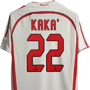 AC Milan Inspired Kaka 22 Soccer Jersey, White Red Retro Fan Sport Shirt