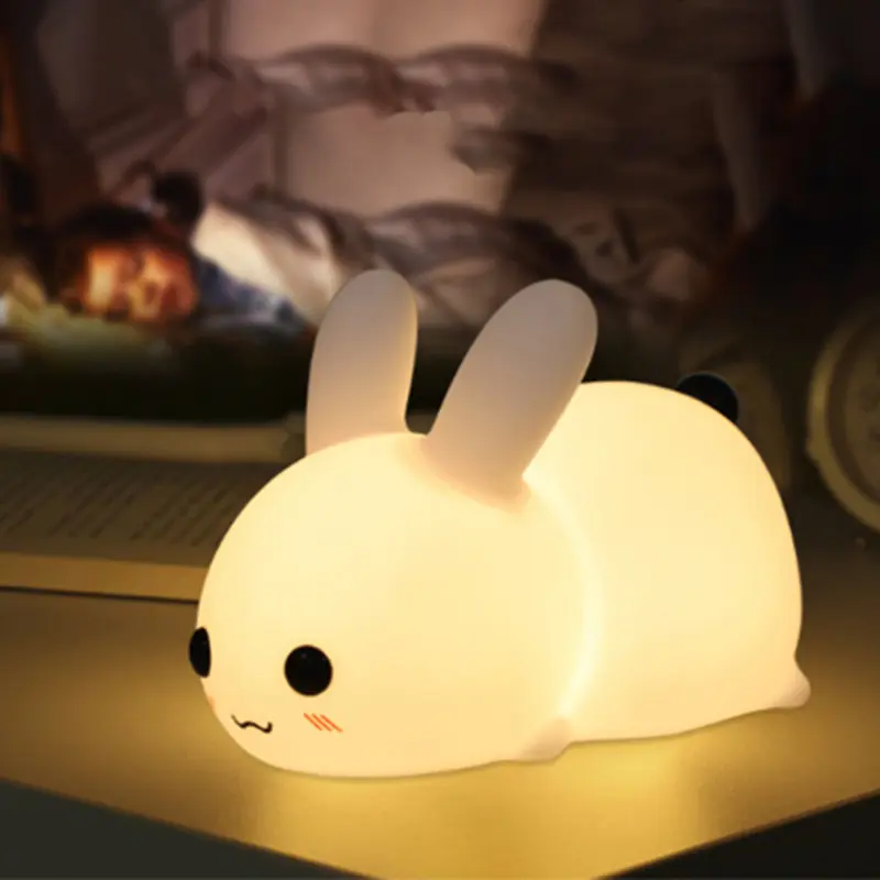 Colorful Rabbit LED Night Light - Rechargeable & Portable