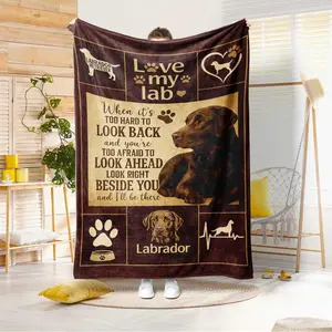 Labrador Dog Pattern Blanket, Soft Comfortable Throw Blanket, Air-conditioned Room Blanket, Warm Nap Blanket for Home Office Travel, Slogan Print Blanket