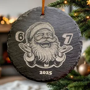 67 Ornament, Six-Seven Christmas Ornament, 67 Santa Ornament, Perfect for Teenagers, Funny Christmas Gift by Hodge Mill, 67SANTA