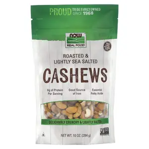 NOW Foods Real Food, Cashews, Roasted & Lightly Sea Salted, 10 oz (284 g)