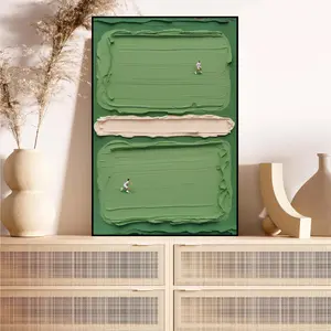 Abstract Tennis Court Canvas Print Green Texture Wall Art with Miniature Players Modern Sports Decor for Teen Room Living Room Bedroom Home Office Athlete-Themed Housewarming Gift